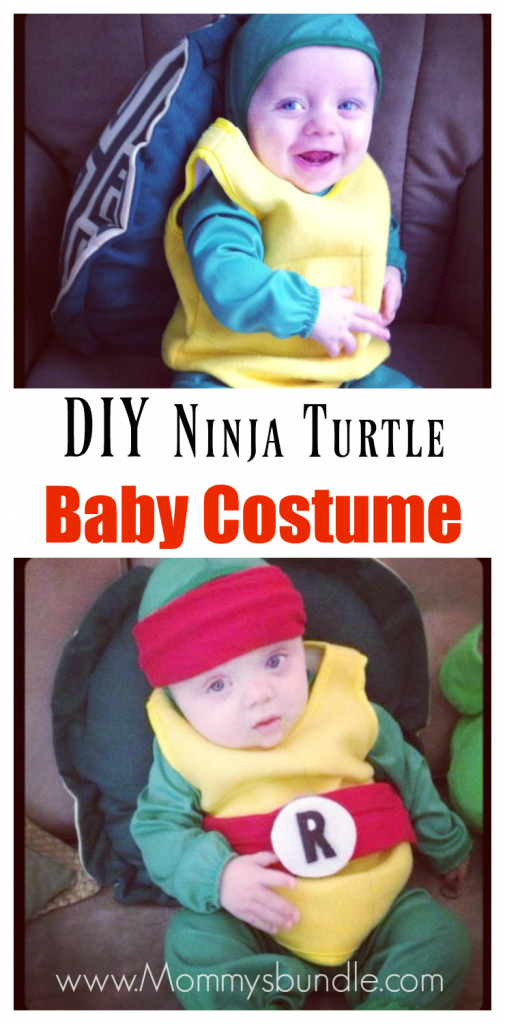 Transform a plain Halloween costume into something unique with our semi-homemade tweaks for an adorable DIY ninja turtle costume for baby!
