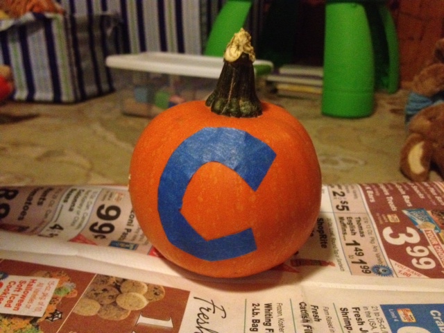 pumpkin with painters tape