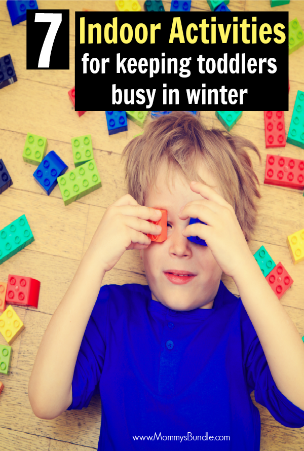 Stuck indoors with a toddler? Fun indoor activities to keep you from going stir-crazy when it's too cold to play outside this winter! Includes easy boredom busters and simple play ideas!