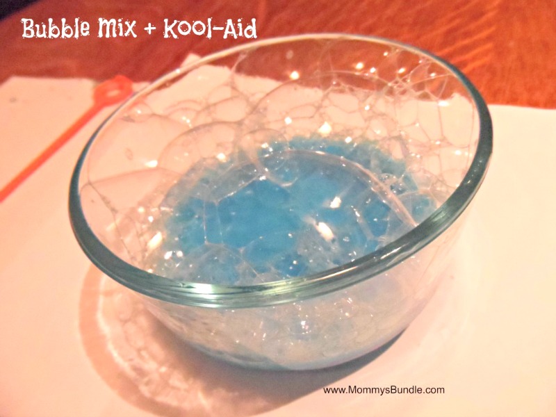 Easy bubble painting activity for kids using fine-motor skills. Makes a colorful art piece!