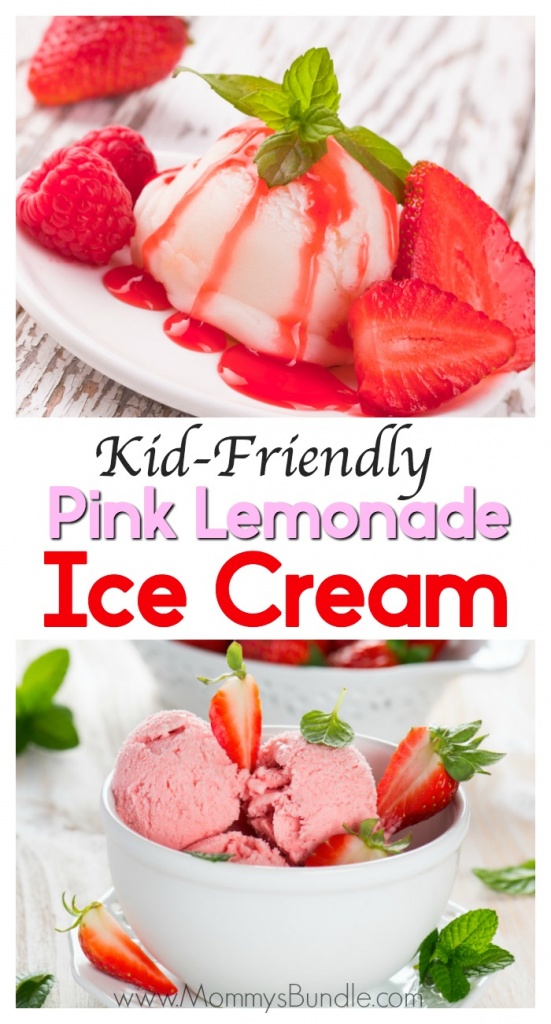 Keep kids cool this summer, with a tasty AND healthy ice cream recipe! Refreshing and easy pink lemonade ice cream with fruit.
