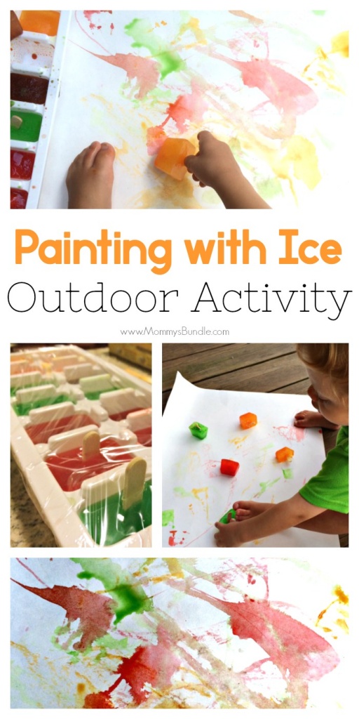 Let your toddler try a colorful, taste-safe painting with ice art activity! A fun way for kids to cool off outdoors this summer.