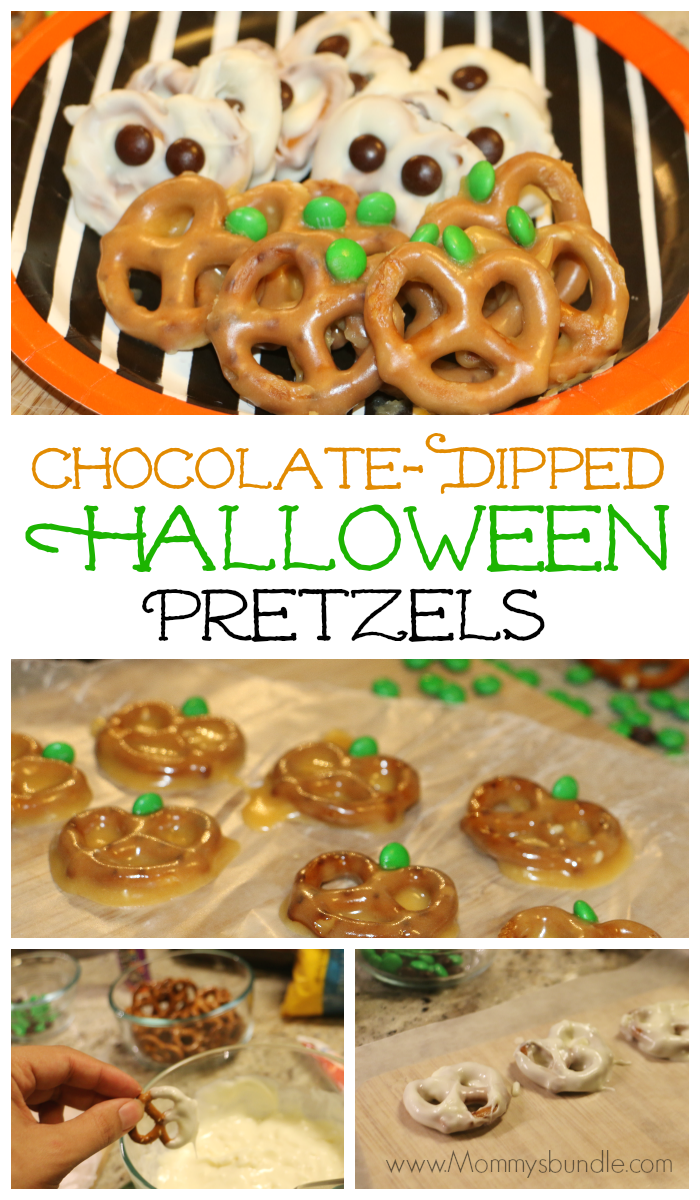 Easy Halloween Pretzel Treats for Kids - These pumpkin and ghost pretzel snacks are a such a fun and easy recipe to share at a Halloween party!