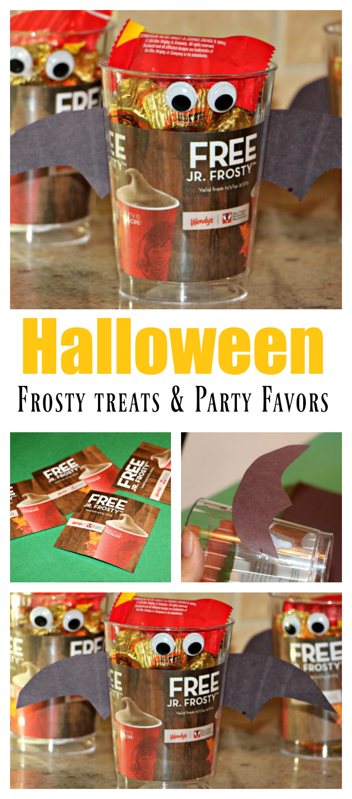 Super easy treats and party favors for Halloween using Wendy's Frosty coupon books - makes a fun kid's craft and decoration idea too!