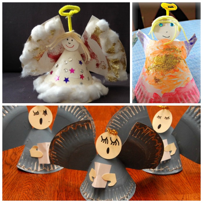 Angel crafts from kids made from paper plates.