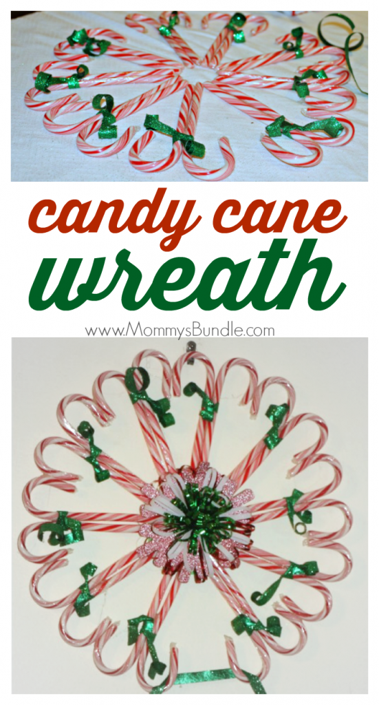 Decorate the house for Christmas with this DIY candy cane wreath! Affordable and easy decor idea to get your home ready for holidays!