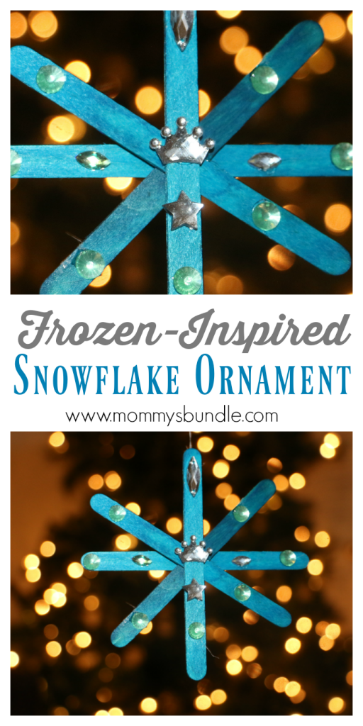 Easy snowflake ornament inspired by Frozen. Such a simple yet beautiful Christmas craft for kids.