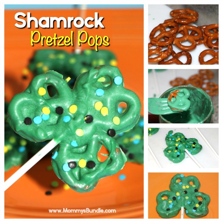 Super Easy St. Patrick's Day snacks for kids and adults! Shamrock pretzels make a fun dessert idea or party treat!