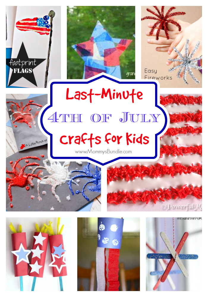 Kids will have a blast making these DIY crafts for the 4th of July. Super easy  ideas from patriotic stars and fireworks to flag art pieces. Great list of kid's crafts to try!