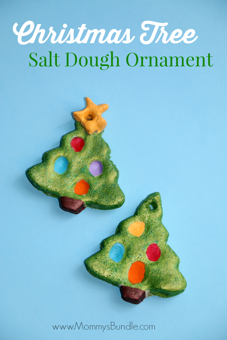 Salt Dough Christmas Tree Ornament: A DIY ornament kid's can help make using their fingerprints to create Christmas lights.