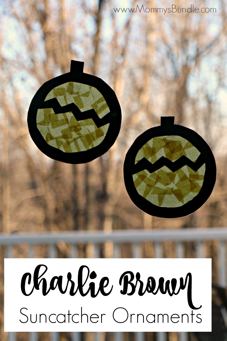 Charlie Brown Suncatcher Ornament: An easy Christmas craft for kids to make using tissue paper.