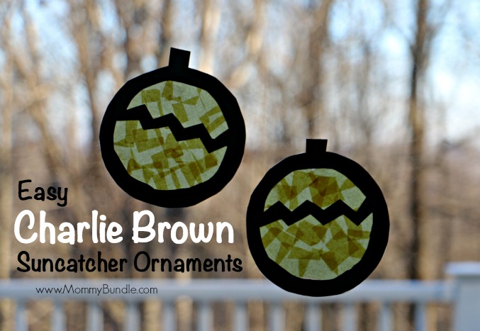 Charlie Brown Suncatcher Ornament: An easy Christmas craft for kids to make as they enjoy a Charlie Brown & Peanuts Christmas.