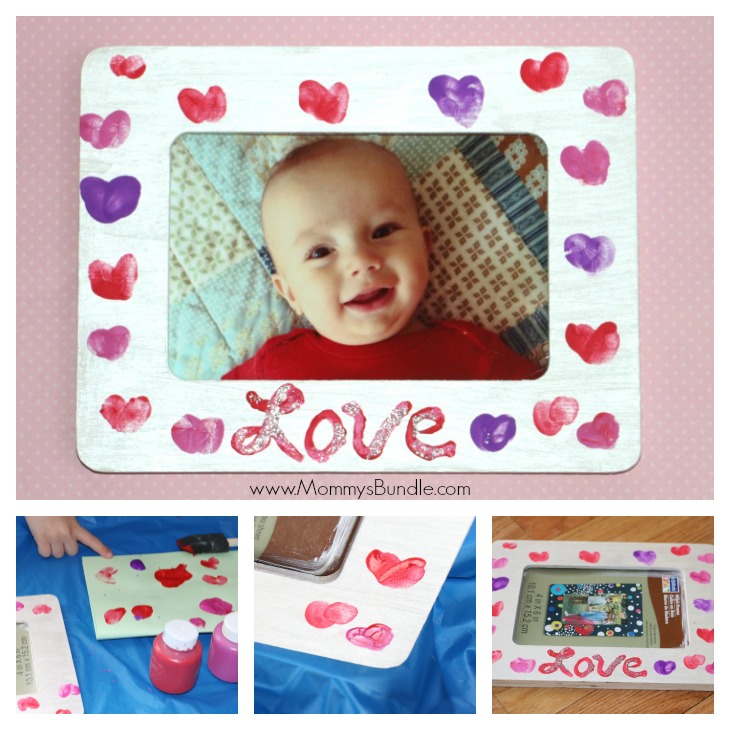 This kid-made Valentines fingerprint frame is such a hit! Makes a fun kid's craft and activity for toddlers and preschoolers!