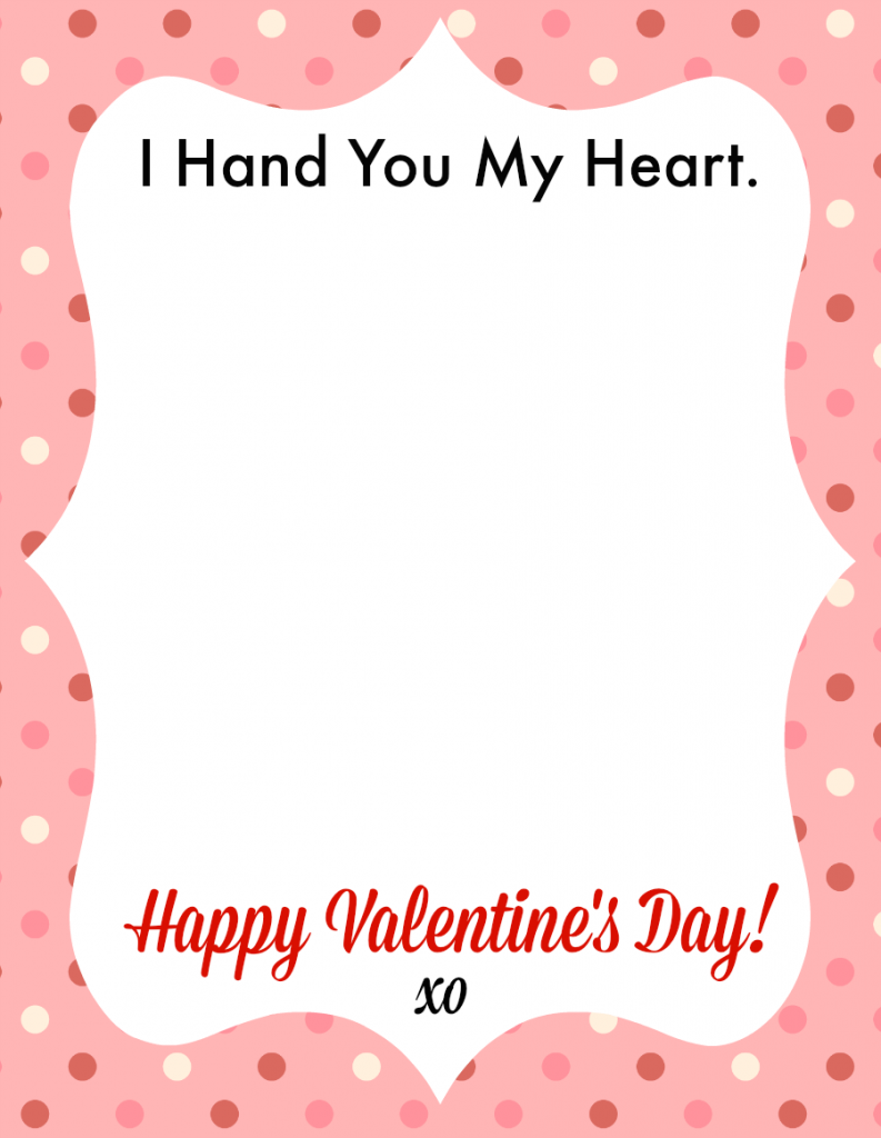 Handprint Valentine + Printable: "I Hand You My Heart" - Mommy's Bundle
