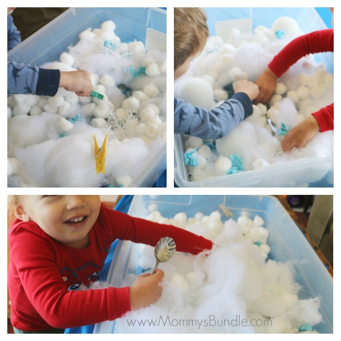 winter sensory bin for toddlers