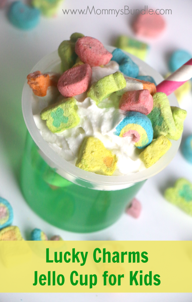 Treat your kids to this yummy Lucky Charms Jello Treat - it's an EASY St. Patrick's Day recipe for busy moms!