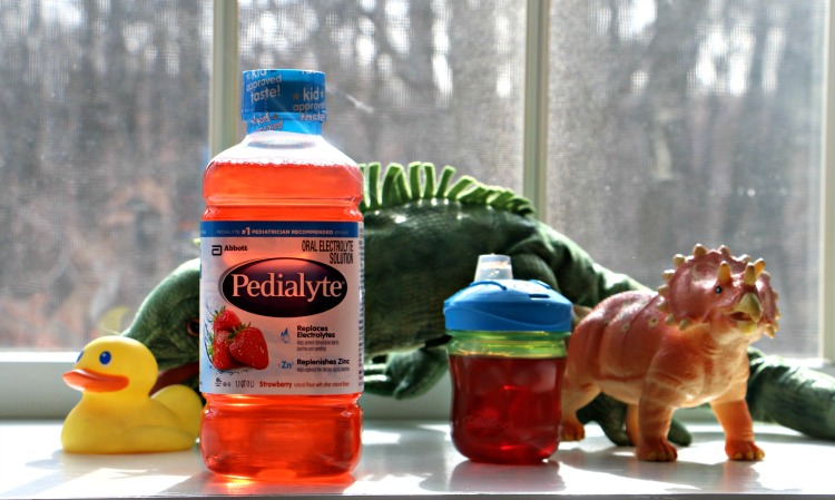 Pedialyte drink helps hydrates kids to alleviate flu symptoms.