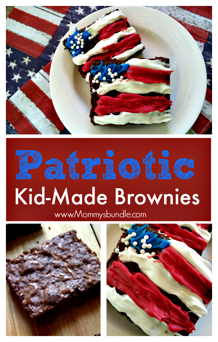 These delicious, kid-decorated flag brownies are a fun way to celebrate the 4th of July this summer. An easy dessert recipe for a busy mom like you!