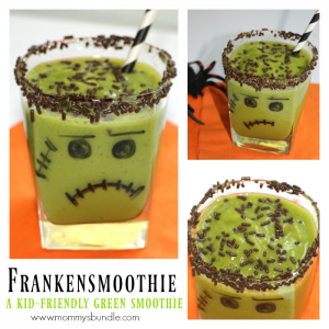 A DELICIOUS kid-friendly smoothie recipe even your picky-eater will LOVE! Use frozen fruit and spinach to create this yummy drink with a fun Frankenstein twist for Halloween.