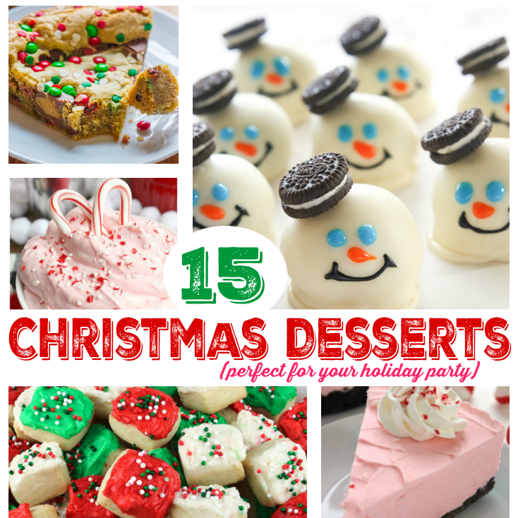The most delicious Christmas party desserts your guests will love! Includes cheesecake, peppermint and cookie recipes. So many fun treats for kids too!