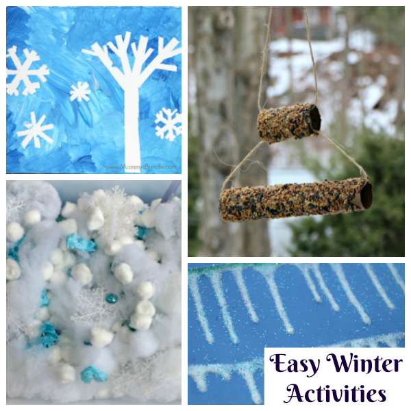 Such easy and fun winter activities to keep kids busy indoors and outdoors. The list includes boredom busters and play ideas for toddlers and preschoolers practicing fine-motor skills and sensory activities.