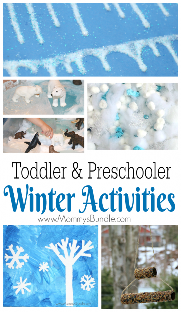 Such easy and fun winter activities to keep kids busy indoors and outdoors. The list includes boredom busters and play ideas for toddlers and preschoolers practicing fine-motor skills and sensory activities.