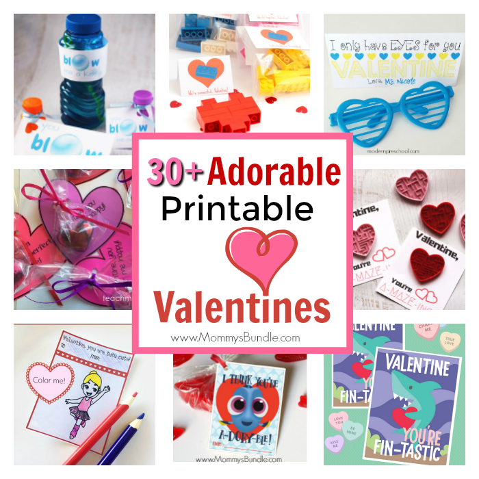A fun list of printable Valentine cards kids can exchange with friends or classmates at school. Includes candy and non-candy Valentine's Day ideas!