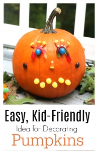 Decorate pumpkins with candy!! Makes for a fun non-carving idea kids will love this Halloween!