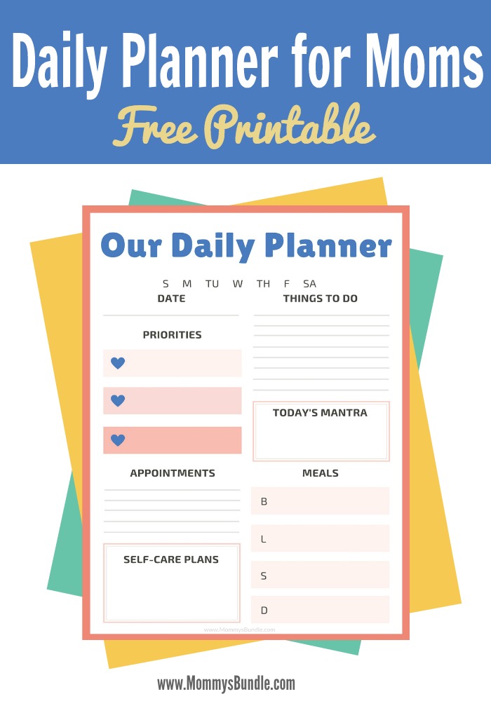 Daily planner printable for moms and children.