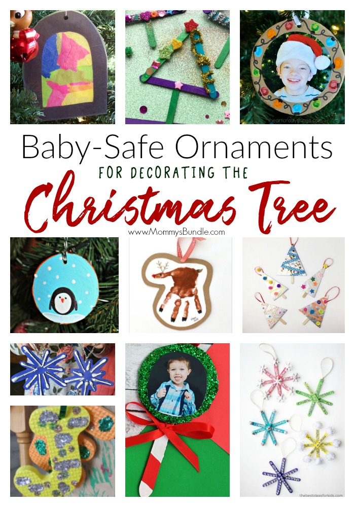 A MUST for moms with babies!! SHATTER-PROOF ornaments safe for baby!! Easy ideas for decorating the tree so moms of babies adn toddlers don't have to worry about ornaments breaking during Christmas!