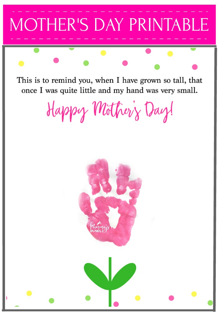 Flower Handprint with printable poem perfect kids craft for Mother's Day. Makes a cute keepsake gift idea mom will love!