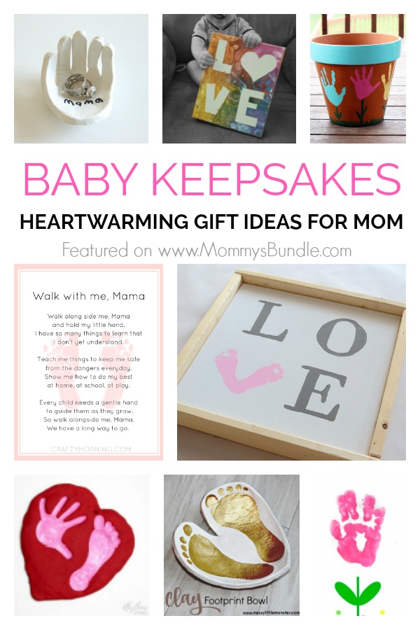 Make memories with baby you can treasure for a lifetime! Ideas for creating handprint and footprint crafts as baby keepsakes for mommy. Makes a special gift idea for mom. #mothersday #giftideas