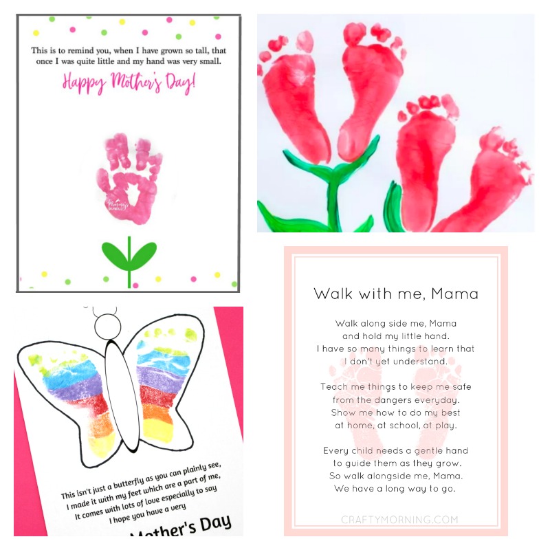 footprint and handprint crafts for mother's day